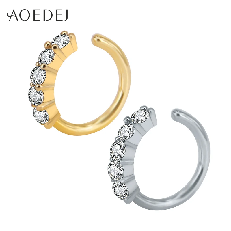 

AOEDEJ Crystal Nose Ring Hoop Gold Color 8mm Nose Piercing Jewelry Tpyes Helix Cartilage Earrings Piercing Nez Tragus Piercing