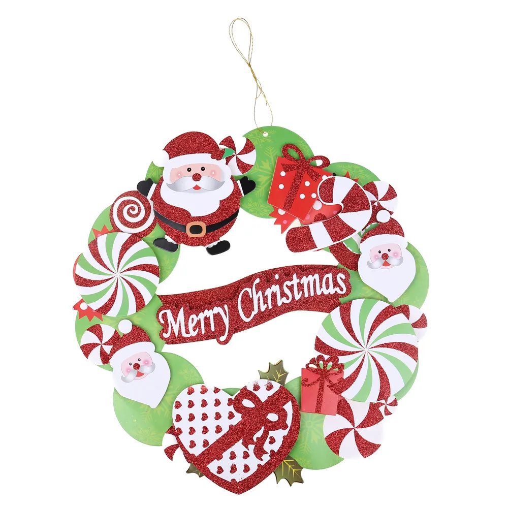 

1 PC 35 cm Christmas Holiday Paper Wreath Door Ornament Garland Decoration Gift Door for Home Christmas Party c30