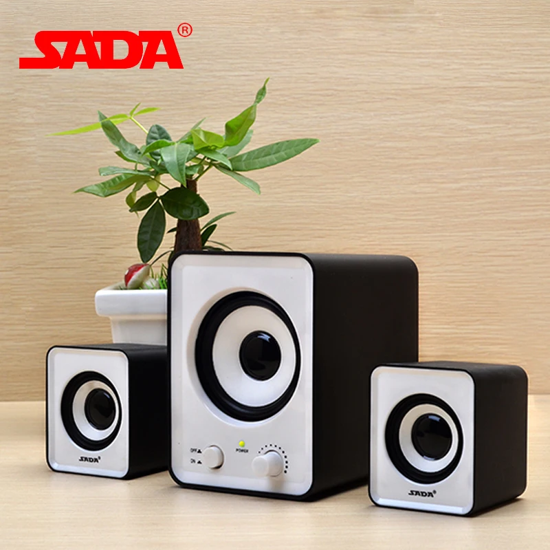 Original SADA 3D Surround Subwoofer Stereo Bass USB Speakers Portable For laptop Notebook PC Computer With 3.5mm Red White Black