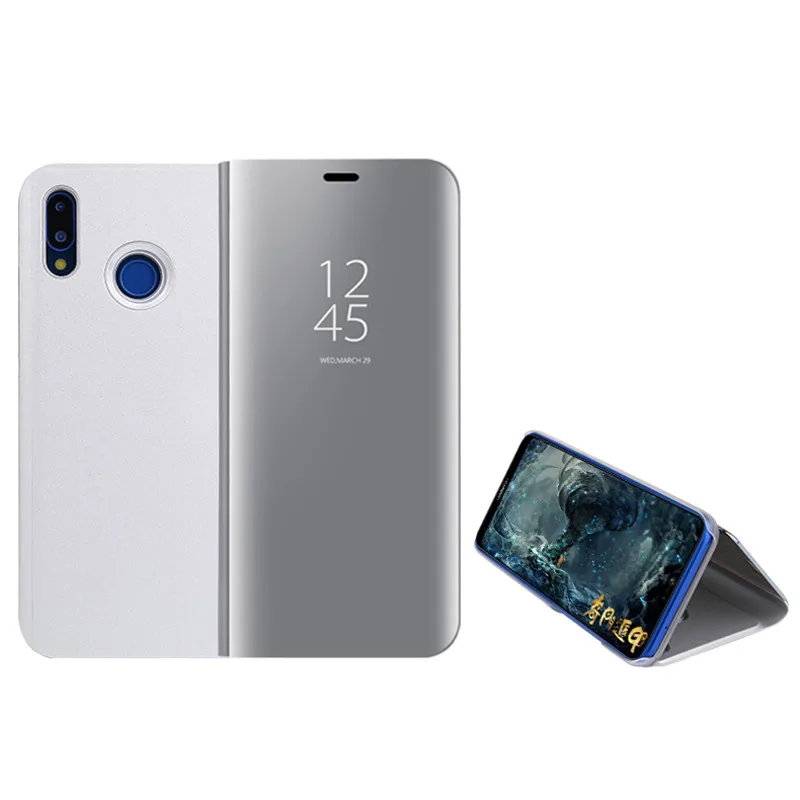 Зеркальный флип-чехол с подставкой для Huawei Honor 8x 8c 8 s, чехол для смартфона honor 10 lite, легкие Чехлы honor10 10i x8 c8 s8 8 x s - Цвет: silver