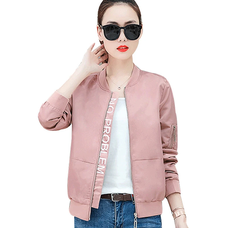 

Women Coat 2019 Spring New Short Coat Female Loose Jacket Solid cColor Casual Baseball Uniform Long Sleeve Top Outerwear Q60