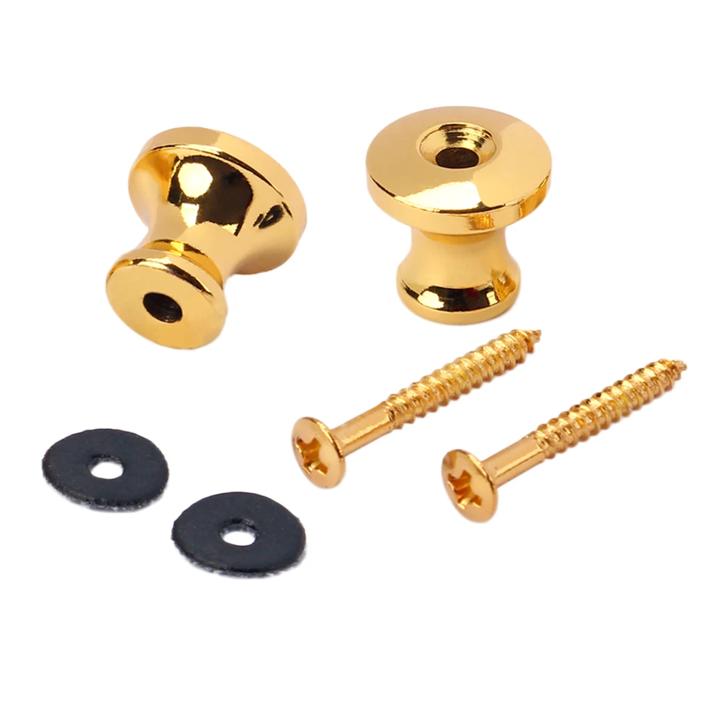 2Pcs Guitar Gold Strap Button Lock Screw End Pins for Mandolin Guitar Bass Replacement Parts