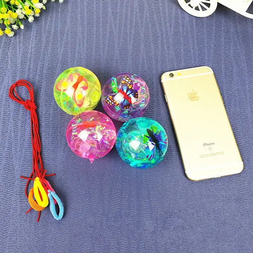Luminous bouncing ball with elastic string light clear transparent crystal playball children pet toy doggy kids girls boys gift 3