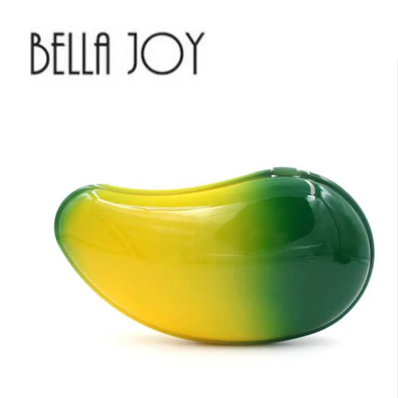 Женский клатч Bella JOY зеленый/желтый акриловый Мини с цепочкой вечерние сумочки