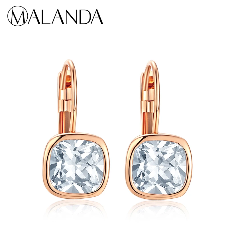 

MALANDA Gold Color Top Zircon Earrings For Women 2018 New Fashion Stud Earrings Party Wedding Jewelry Accessories Girl Gift