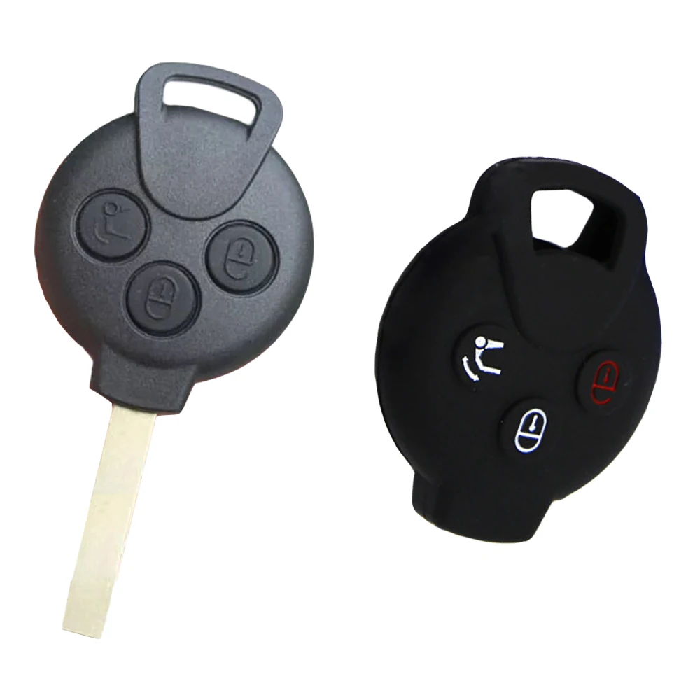 3 Buttons Silicone Car Key Cases Remote Keychain Shell Protector Cover for Mercedes Benz 2007-2013 Smart Fortwo Car Accessories-5