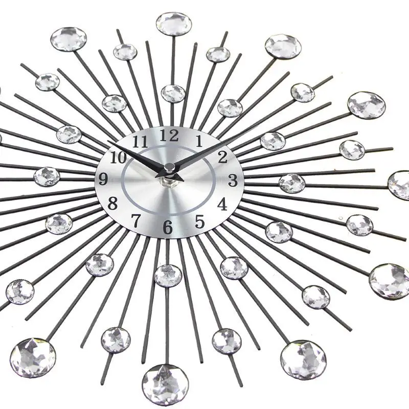 Винтажные металлические настенные часы с кристаллами Sunburst большие современные