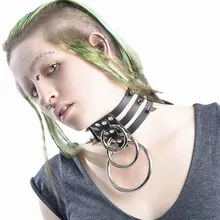 Новинки для женщин модные панк колье ожерелье Сексуальная ручной работы Rock Спайк кожа Кнопка-заклепка воротник Мужская портупея моменты