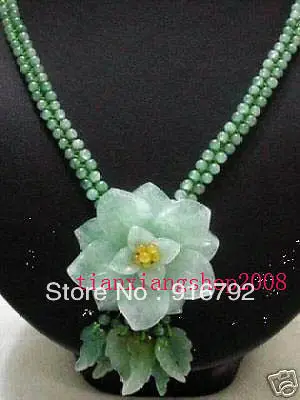 

Handcrafted green Jade Flower Pendant Necklace