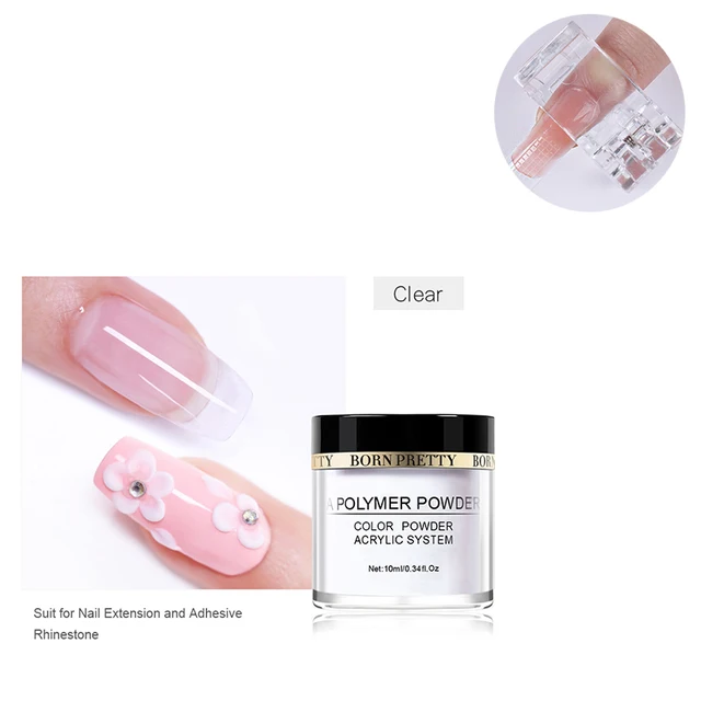 BORN PRETTY 10ml Clear Acrylic Powders For Nail Extension Nail Art