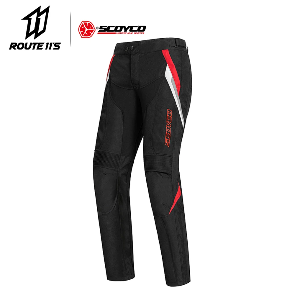 black red pants SCOYCO Мотоциклетная Куртка Светоотражающий, для мотокросса куртка Для мужчин байкерская куртка защитный Шестерни мотор Костюмы мотоцикла защитный бронированный чехол - Цвет: black red pants
