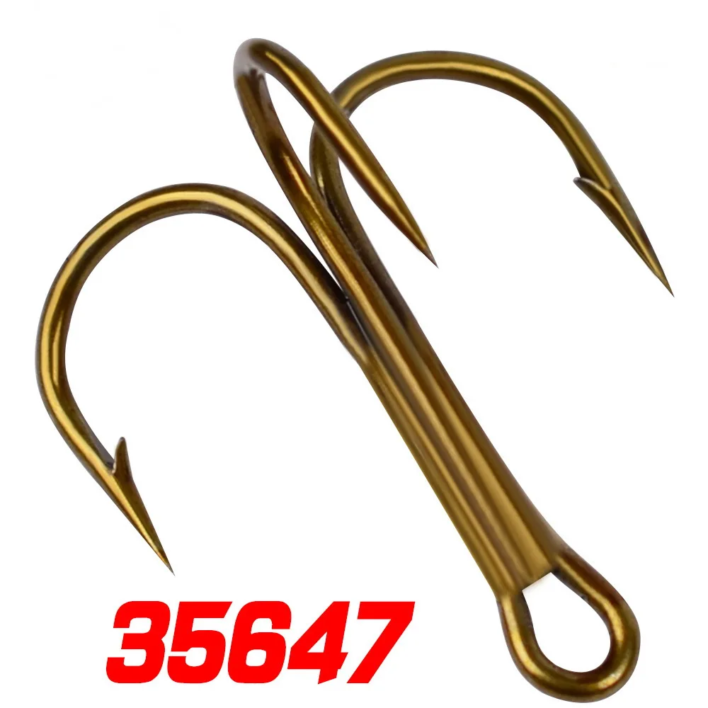 

20pcs 35647 three hook TrebleHooks Treble Hooks fishing barbed sub fishing tackle anchor Brown three anchor