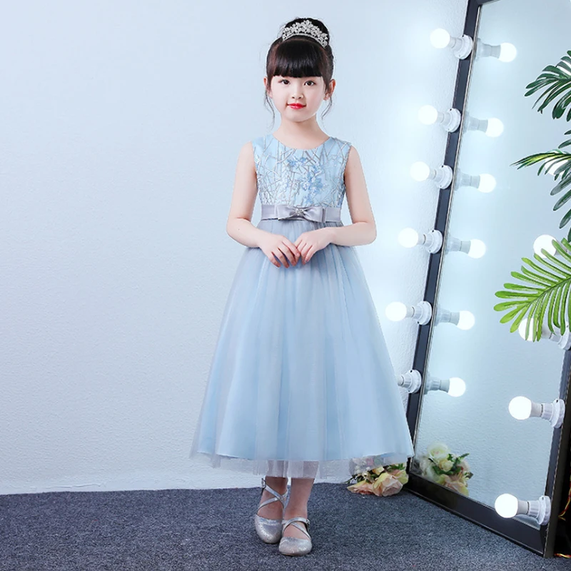 

it's YiiYa Wedding Dresses for Girl Kids Flower Printing Tulle Tea-Length Kid Party Communion Dress Cotton Lining 2019 BX2812