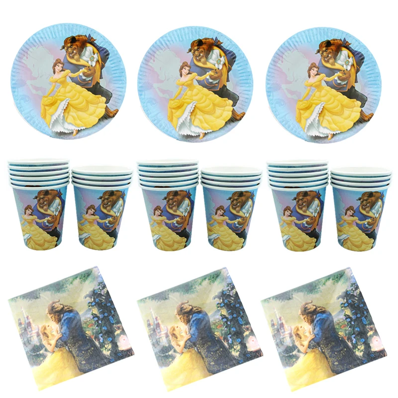 

Beauty and beast Theme Party paper plate/cup/napkin wedding boy girl Birthday Party decoration supplies Disposable tableware