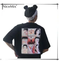 NiceMix Весенняя женская футболка в стиле Харадзюку, пэчворк, имитация 2 шт., принт, длинный рукав, клетчатая футболка, Корейская уличная одежда, женская футболка