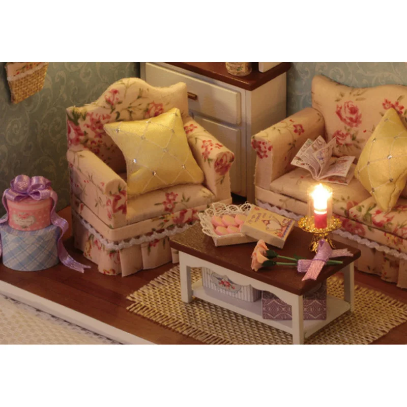 Четыре вида кукольный дом Миниатюрный DIY кукольный домик с деревянная мебель для дома игрушки подарок на день рождения для детей