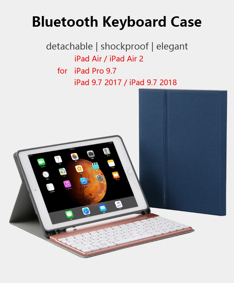 Для iPad 9,7 2018 чехол Роскошные Искусственная кожа Мягкие TPU Силиконовая Bluetooth клавиатура флип чехол для iPad 9,7 2017 iPad air 2 Чехол