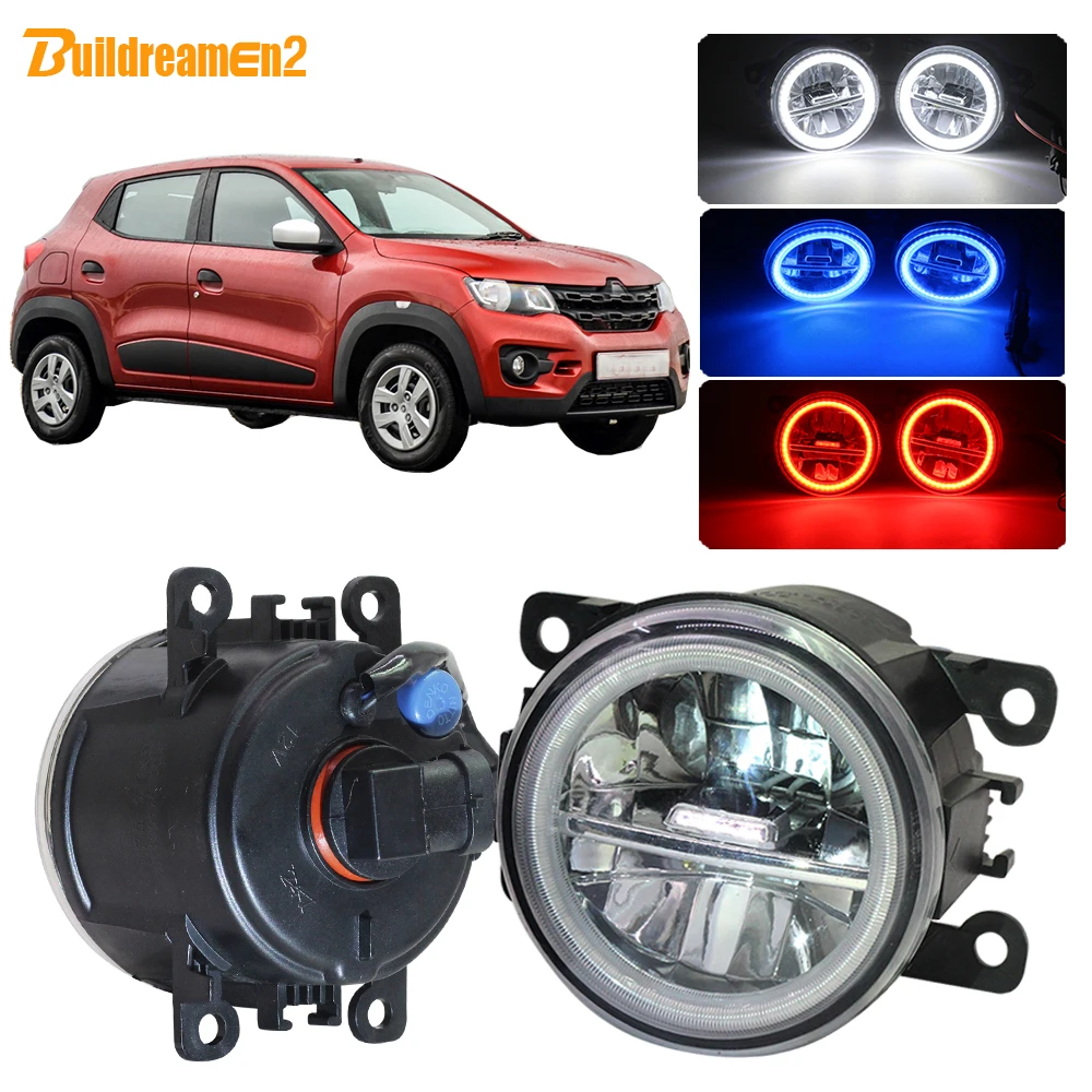 Buildreamen2 Car H11 LED Fog Light Kit Angel Eye DRL Daytime Running Light 4000LM 12V For