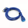 Кабель USB 3,0 с двойным портом, USB 3,0 A, гнездо, винтовая панель, тип к материнской плате, 20 Pin, корпус для ПК, Шнур 80 см, синий ► Фото 2/5
