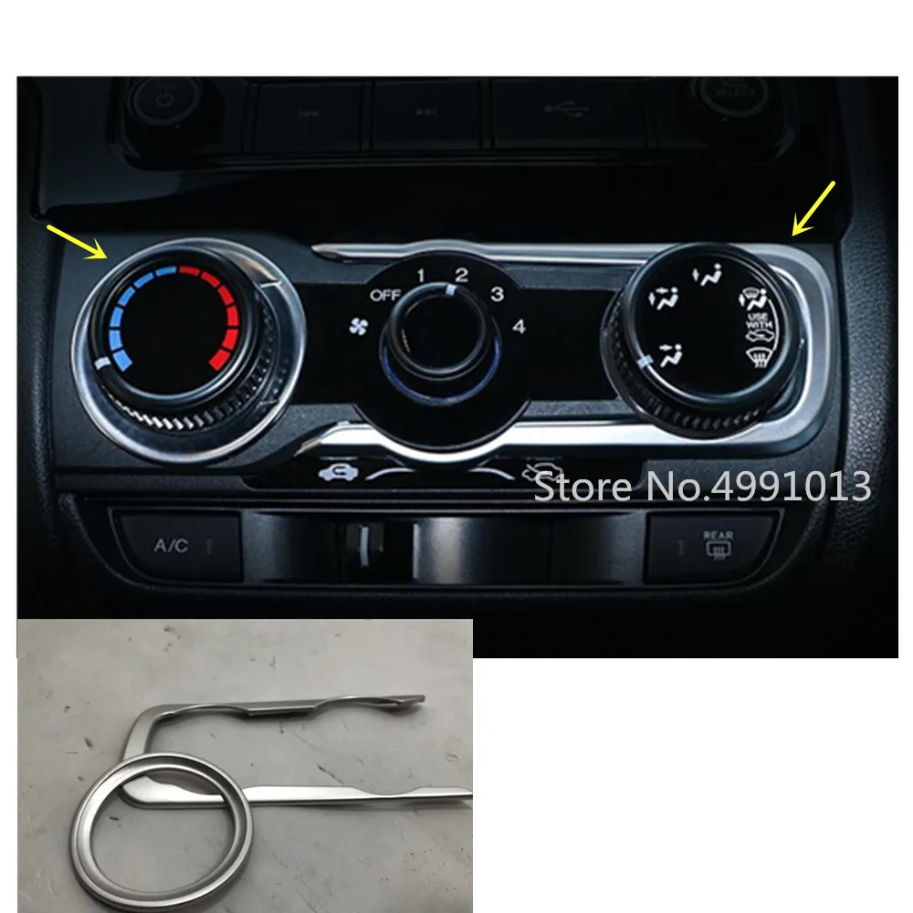

For Honda Fit Jazz 2017 2018 2019 car Stainless Steel interior air condition button control outlet stwich trim frame 2pcs