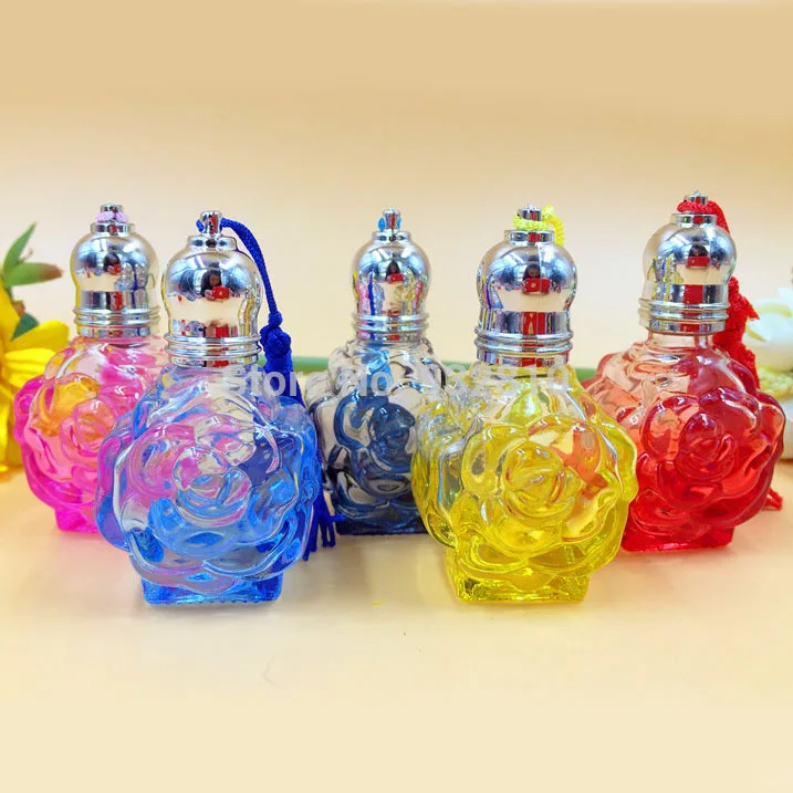 

Rose Shape Empty Roller on Perfume Bottle 10ml Refillable Glass Fragance Scent Vials Eye Gel Bottle 10pcs/lot