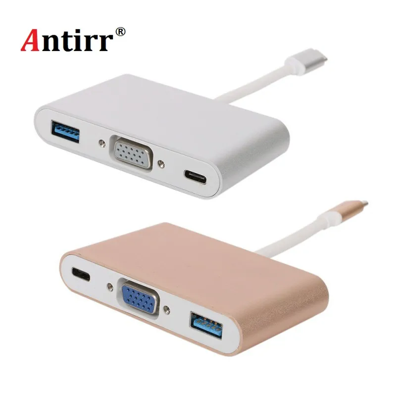 Алюминиевый Сплав ЧПУ USB 3.1 Тип-C VGA/USB3.0/Тип c адаптер мужчин и женщин конвертер концентратора зарядки Порты и разъёмы для MacBook