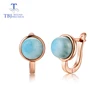 rose color 925 sterling silver larimar earring natural gemstone simple small dots design suitable for girl daily and party wear ► Photo 1/6