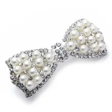 2017 NEW Barrette Clamp HairPin Bow Faux Pearl 78x31mm Metal Deco Woman