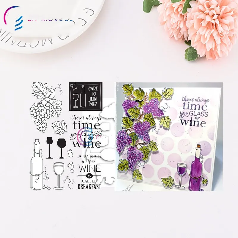 

Wine Glass Transparent Clear stamp and cutting dies DIY Silicone Seals Scrapbooking /Card Making/Photo Album Decoration