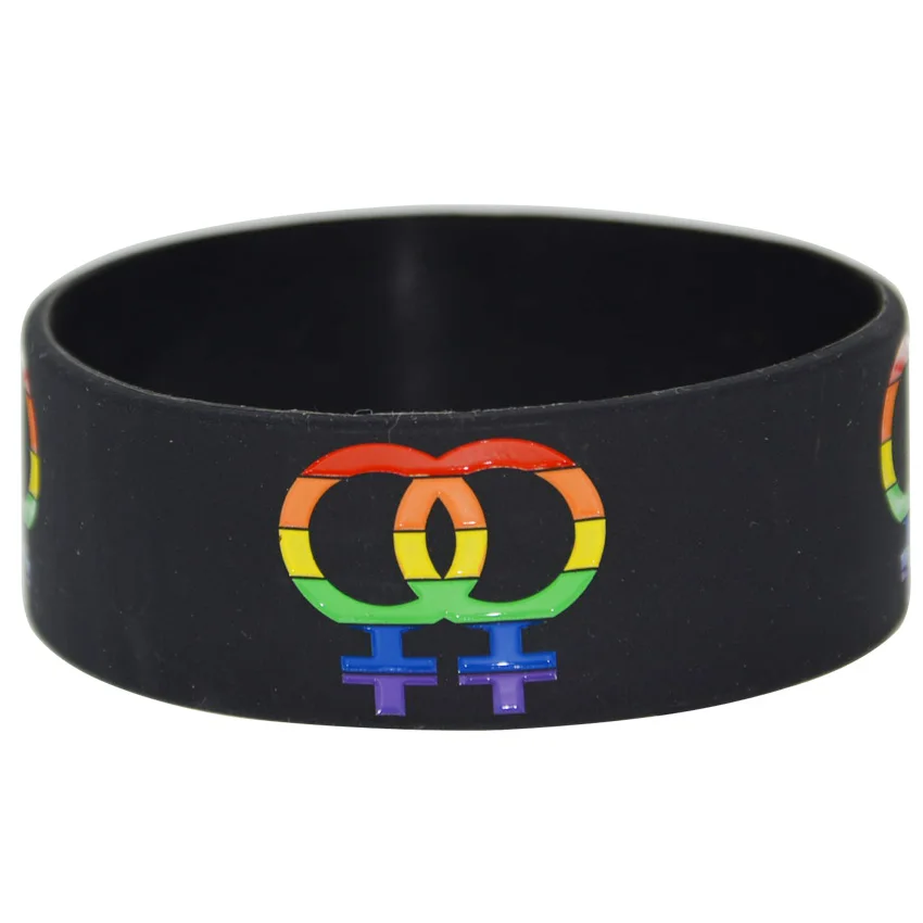 1piece Gay Pride Silicone Bracelet with Rainbow Color Female Sign