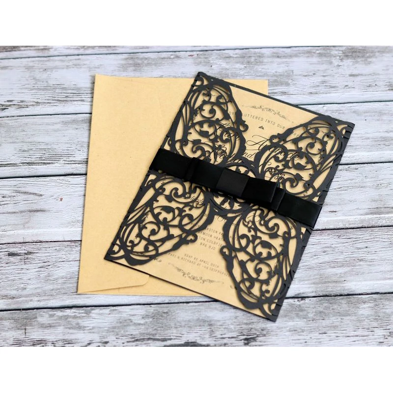  10Pcs/1Lot Wedding Invitations Card Laser Cut Lace Openwork Invitation Cards White Elegant Pattern  - 32954581760