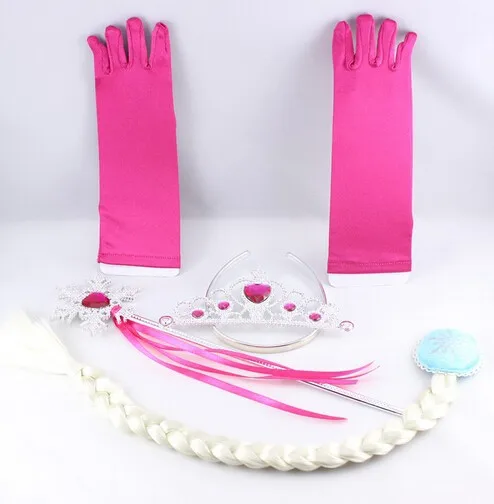 

Children crown wig braid gloves magic wand suits girl ribbon snowflake fairy wands crowns glove party princess Cos props gifts