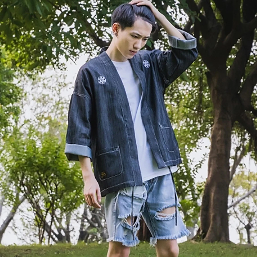 Anorak Denim Jacket Men Oversized Japanese Streetwear Kimono Jeans Jacket Vintage Mont Cowboy Hip Hop Punk Rave Clothes 5J049 Anorak Denim Jacket Men Oversized Japanese Streetwear Kimono Jeans Jacket Vintage Mont Cowboy Hip Hop Punk Rave Clothes 5J049