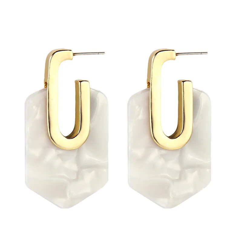 

Tortoiseshell Geometric Rhombus Earrings Bohemia Irregular Gold Color Drop Earrings for Women Acetate Earings Korean Jewelry