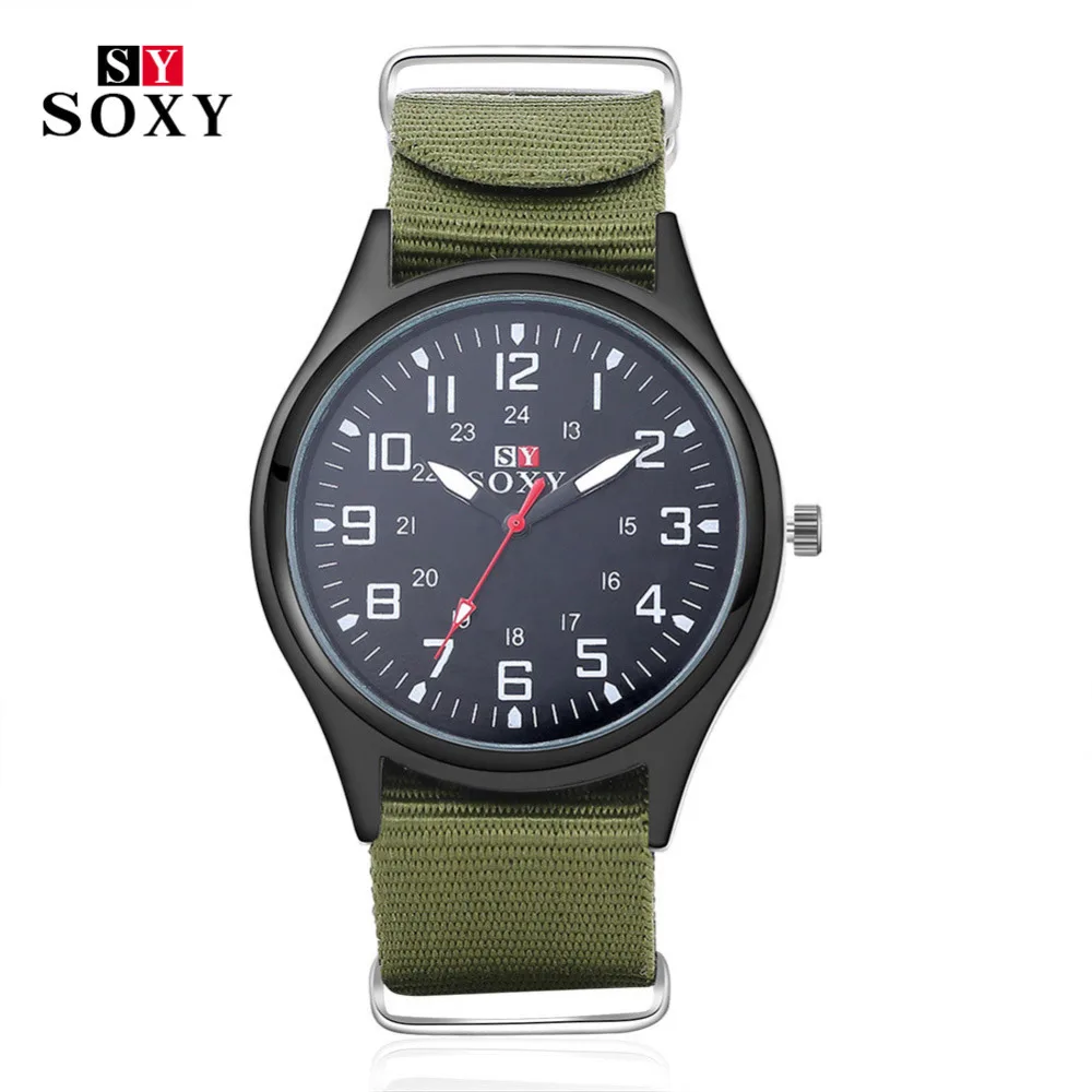 Fashion Nylon Watch Men Brand New SOXY Men's Sport Quartz Wrist Military Watches Slim Analog Masculine Hot shark style relojes