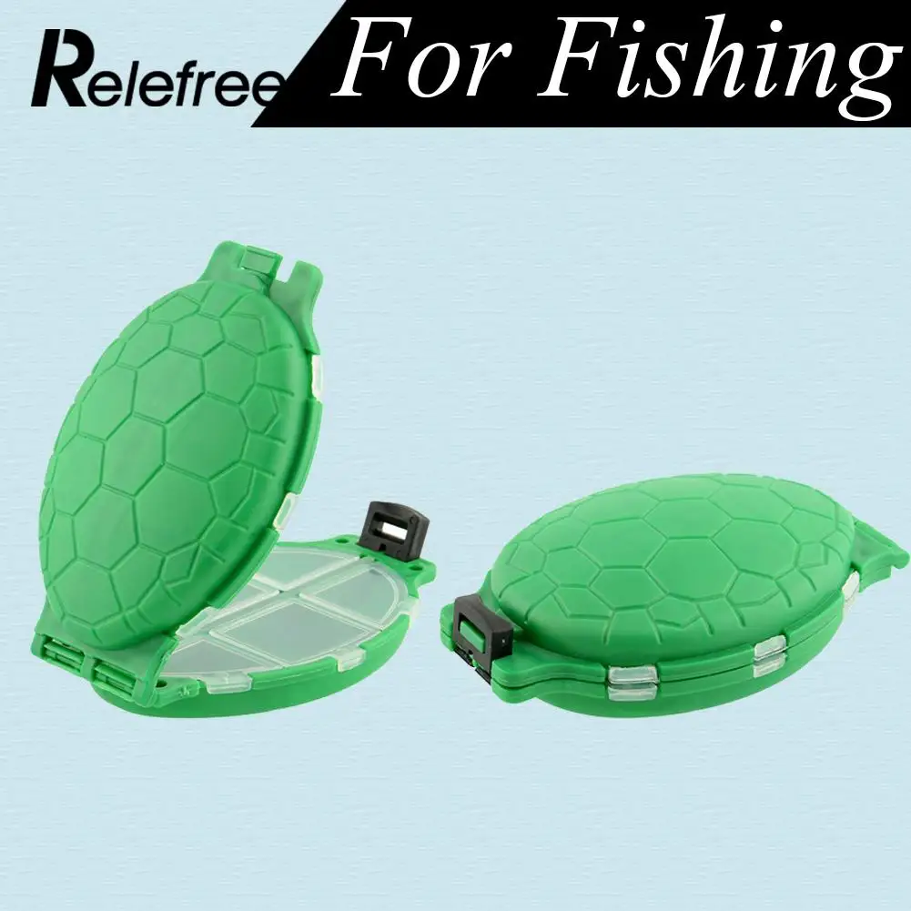 

Relefree 12 Compartments Tortoise Shape Plastic Turtle Fishing Lure Baits Hooks Tackle Tool Box Green High Quality