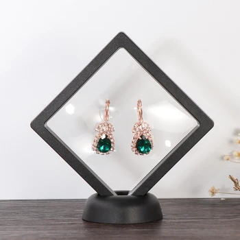 

3D Floating Frame Shadow Box Display Case Coin Box Jewelry Display Show Case with Round Rectangle Base Jewellery Holder