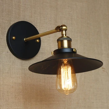 

American vintage wall lamps indoor lighting Loft balcony aisle bedside lamps dia 22cm lampshade retro wall lights with bulbs