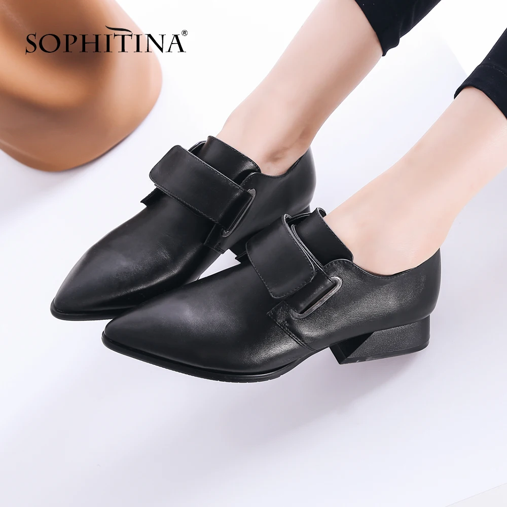 Mo48 Sexy De Printemps Sophitina Bracelet Cuir En Nouveau Femmes Bout Pointu 2019 green Main Chaussures À Escarpins Boucle Black Décontractés Véritable Mode Pompes SwRq5vw
