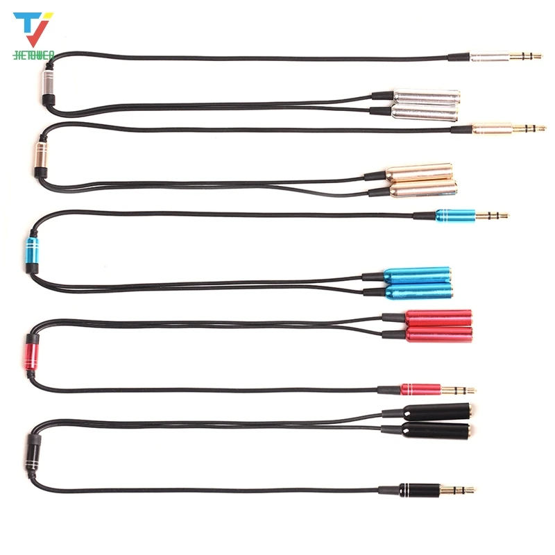 100pcs lot 3 5 Mm Jack Aux Audio Cable 1 Male To 2 Female Headphone Splitter Y Metal Extension Cable for Car Phone Audio Cable
