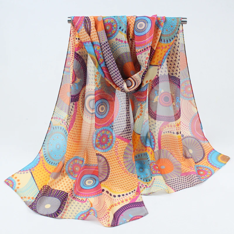 

Hot Sale Fashion Shawl Scarf Chiffon Hijab Neck Warmer Silk Scarf Women Girls Cape Long Headband 038