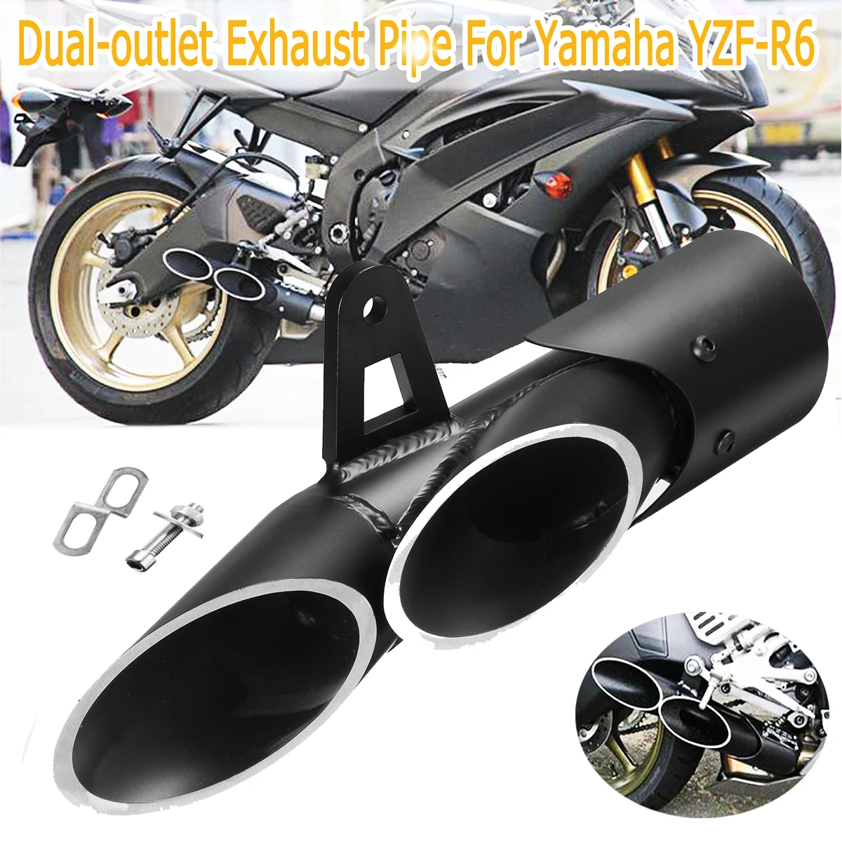 

Motorcycle Stainless Steel Dual Outlet Exhaust Muffler Tail Pipe For Yamaha YZF-R6 for Suzuki GSX-R S1000 S1000RR CBR250RR