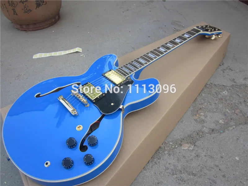 

Electric guitar FREE SHIPPING lp custom electric guitar/hollow jazz guitar+blue color+GUITAR IN CHINA