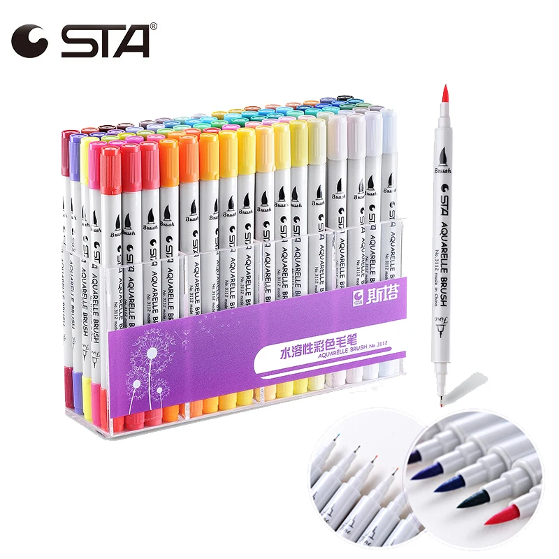 

Art Markers Watercolor Brush Pen Double Head Manga Sketch Marker Pens For Drawing Art Supplies Stationery Paint Dual Tip Pen