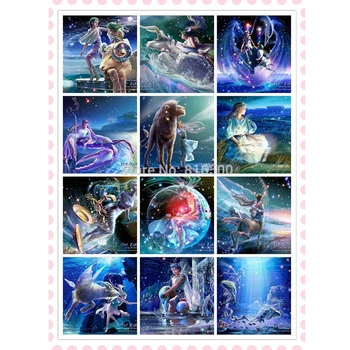 

40x50cm Needlework Twelve Constellation Diamond Embroidery Two Size Home Decoration Diamond Pattern Full Square Diamond Painting