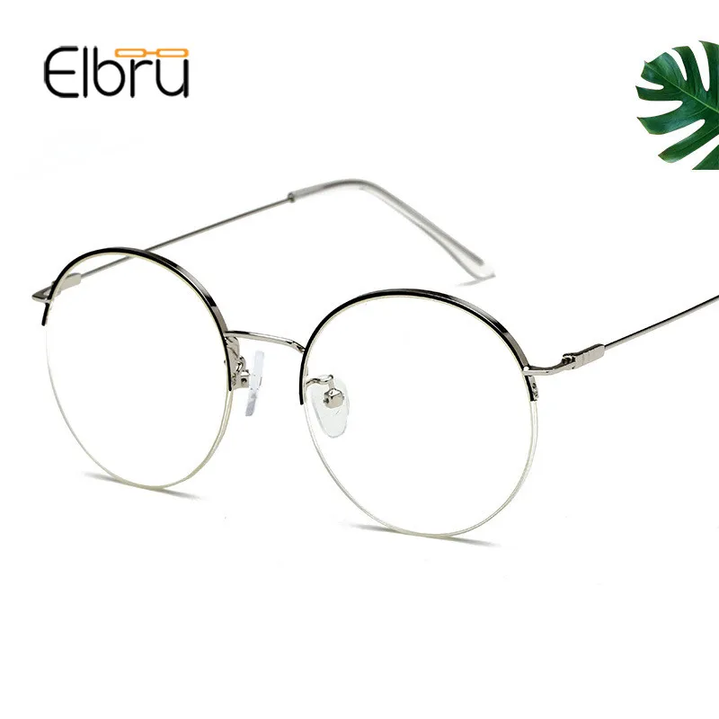 

Elbru Round Womens Eyeglasses Frame Spectacles Glasses Half Frame Metal Vintage Classic Clear Lens Prescription Glasses