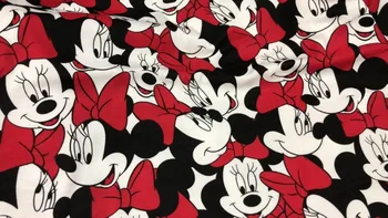 

1 yard Cotton lovely red bow Minnie in white DIY fabric width 165cm