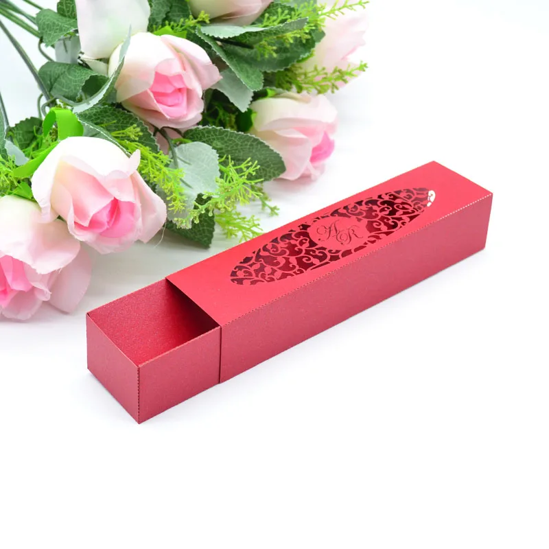 Индийский имя Cutom золотой металлик внутренняя приглашения бумаги коробки для свадьбы - Цвет: Red pearl