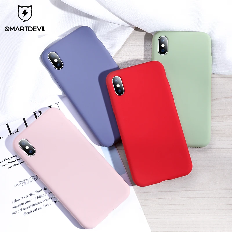 

SmartDevil Solid Color Silicone Couples Phone Case For iphone 11 XR X XS Max 7 8 Plus Cute Candy Color Soft Simple Fashion Cases