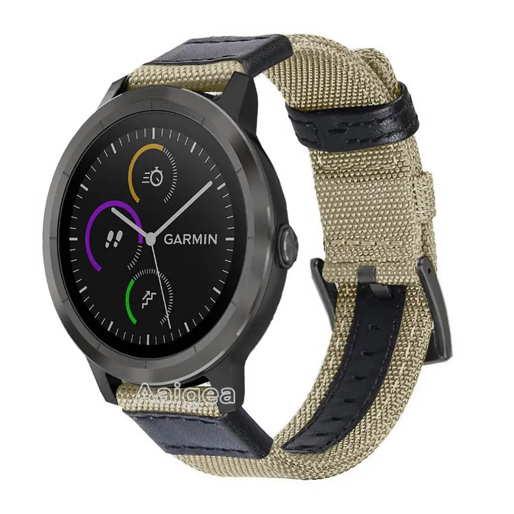 20 мм тканый нейлоновый ремешок для часов Garmin Vivoactive 3 сменный Браслет для Garmin vivoactive 3 умные часы Ремешки для наручных часов - Band Color: Khaki